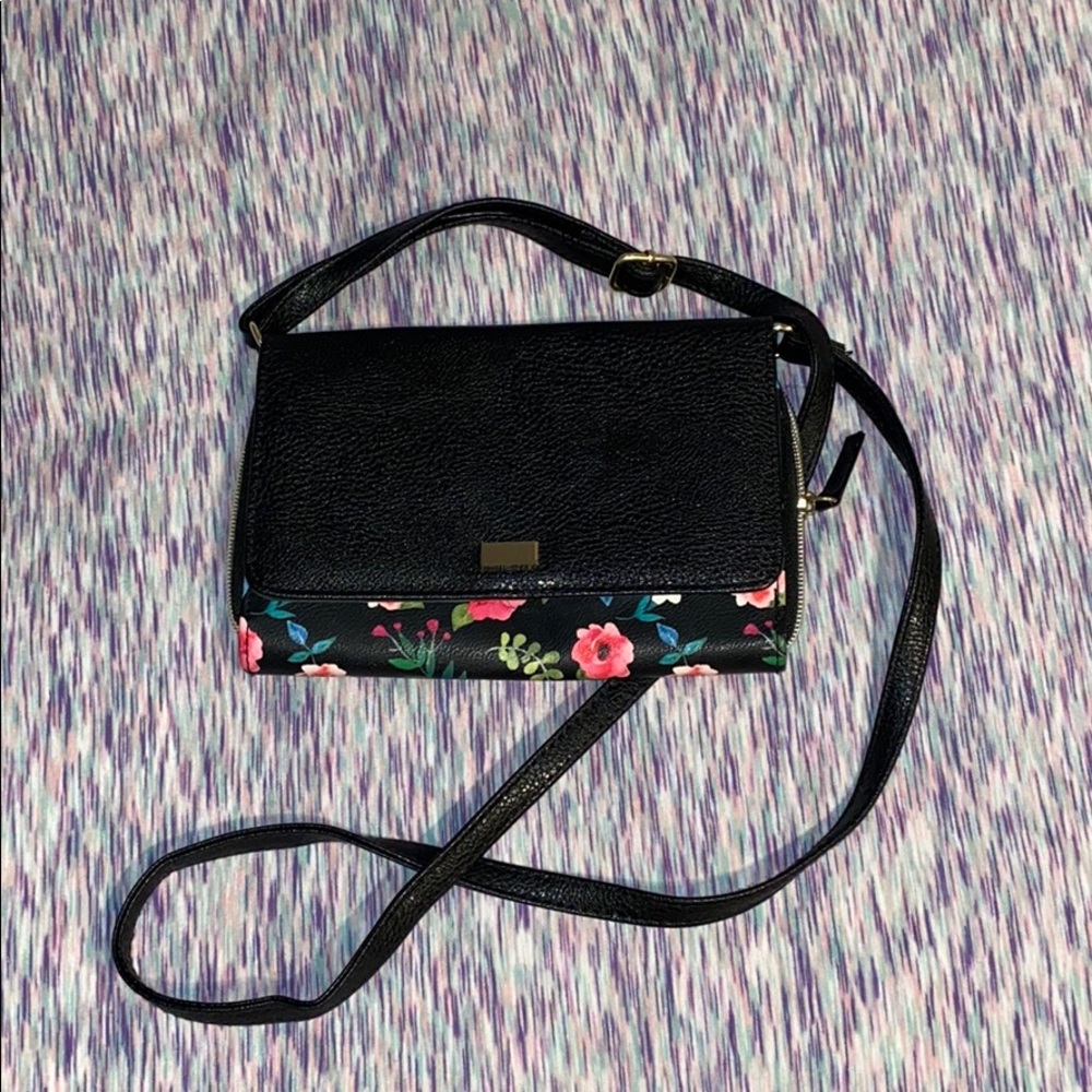 Cute floral and black shoulder purse
